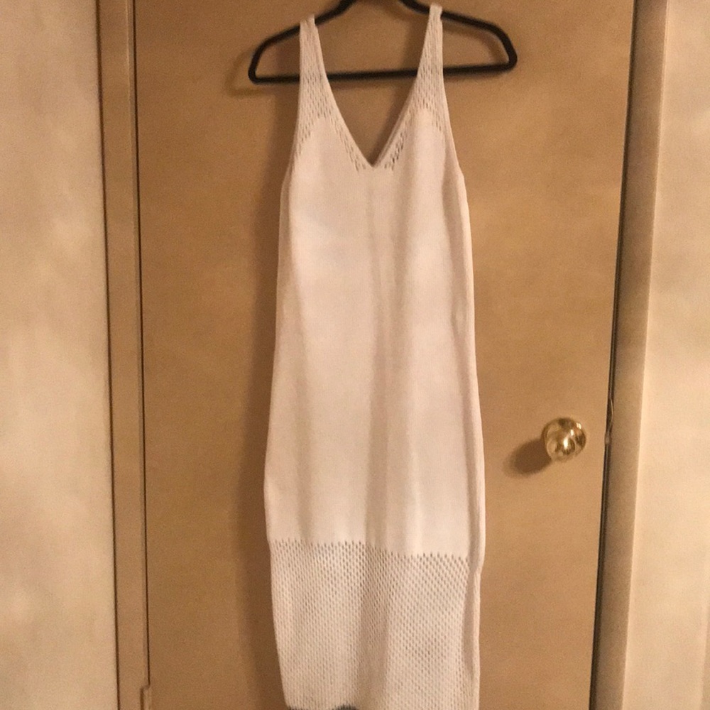 White knit crochet dress